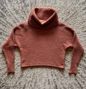 Pink Rose Cowl-Neck Oversized Sweater